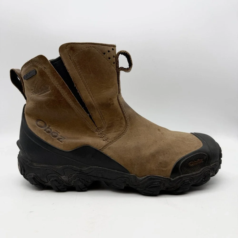 Oboz Men's Waterproof Insulated Slip-On Leather Chelsea Boots Brown/Black 9